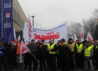 Protest związkowców ArcelorMittal - fot. AR