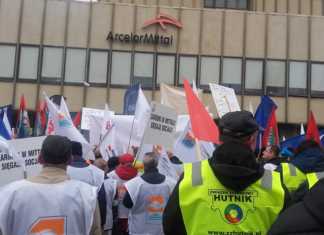 Protest związkowców ArcelorMittal - fot. AR