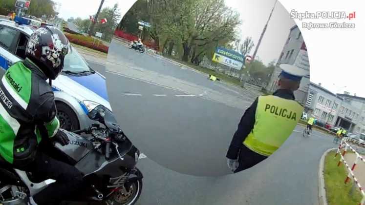 Motocyklista potrącił policjanta podczas ZMK &ndash; fot. KMP Dąbrowa G&oacute;rnicza