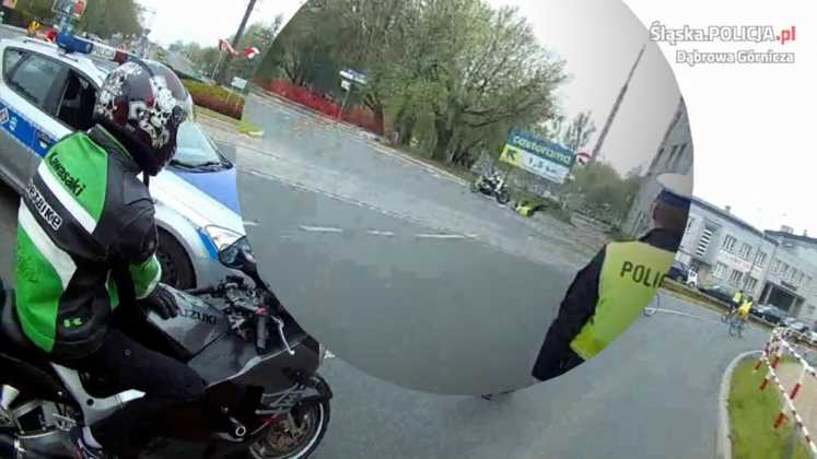 Motocyklista potrącił policjanta podczas ZMK – fot. KMP Dąbrowa Górnicza