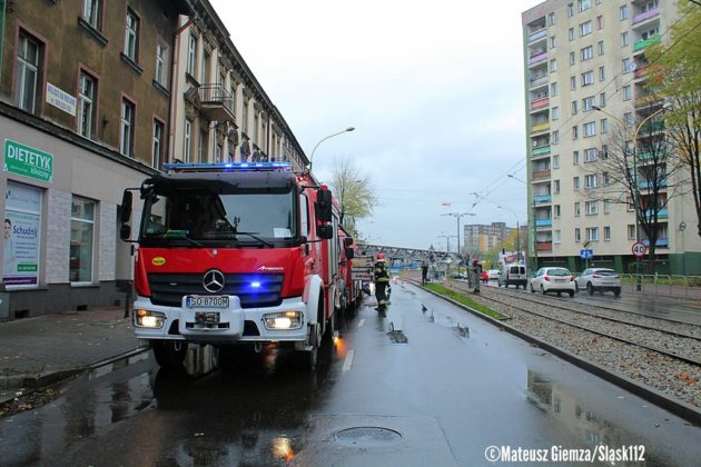 Pożar poddasza w Sosnowcu - fot. Mateusz Giemza