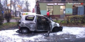 Zazdrosny mąż spalił auto żony - fot. KMP Sosnowiec