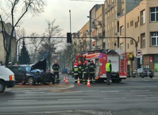 Zderzenie samochodów osobowych Sosnowiec - fot. MC