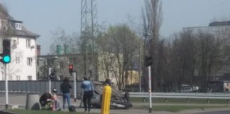 Wypadek na ul. Baczyńskiego w Sosnowcu - fot. Gdzie stoją w Sosnowcu/Facebook