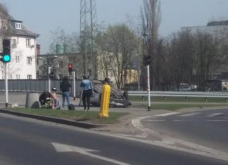 Wypadek na ul. Baczyńskiego w Sosnowcu - fot. Gdzie stoją w Sosnowcu/Facebook