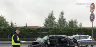 Śmiertelny wypadek na DK79 w Jaworznie – fot. KMP Jaworzno