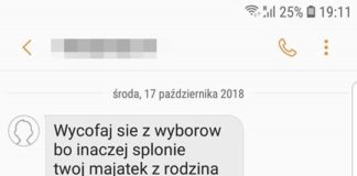 Treść wiadomości do kandydata PiS na prezydenta Dąbrowy Górniczej – fot. archiwum prywatne