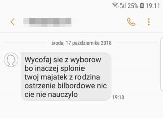Treść wiadomości do kandydata PiS na prezydenta Dąbrowy Górniczej – fot. archiwum prywatne
