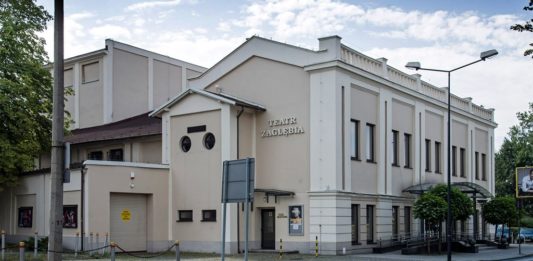 Teatr, Teatr Zagłębia, Ulica, Budynek, Droga, Drzewo