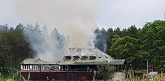 Pożar nieczynnej restauracji nad Balatonem - fot. Jakub Kopeć