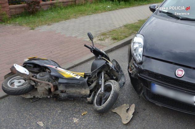 Pijany motorowerzysta spowodował kolizję – fot. Policja Zawiercie