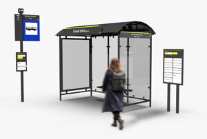 Przystanek, Wiata przystankowa, Kobieta, Rozkład jazdy