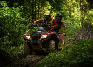 quad, las, ludzie, zabawa, jazda, błoto, pojazd