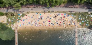 Stawiki, woda, plaża, akwen wodny, ludzie, lato, wypoczynek
