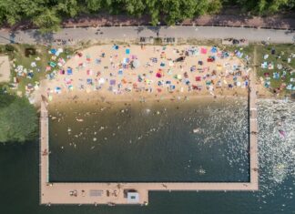 Stawiki, woda, plaża, akwen wodny, ludzie, lato, wypoczynek