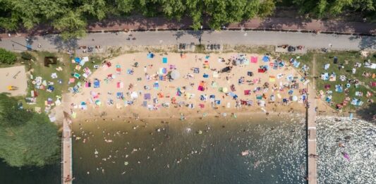 Stawiki, woda, plaża, akwen wodny, ludzie, lato, wypoczynek