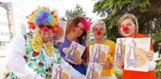 clown, wolontariusz, książka, ludzie, kolory